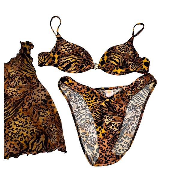 Venus Vintage Swim Wear Bundle Lot Top C 3 Pc Bottom M Cover Up Top S - Picture 8 of 9